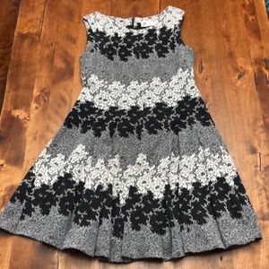 Eliza J Dress in Gray, Black and White Floral